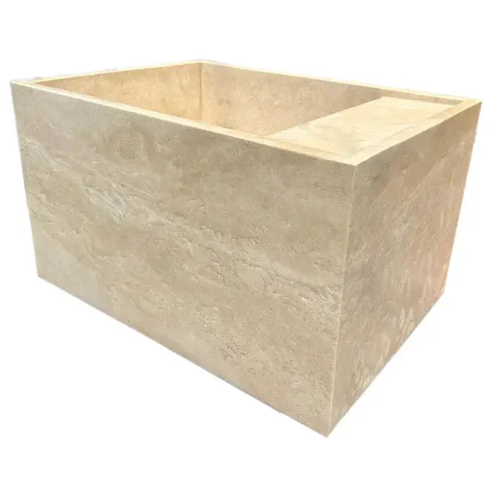 Custom 17x24 Light Beige Travertine Natural Stone Vessel Bathroom Sink