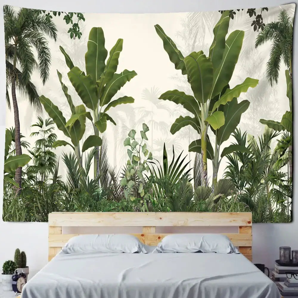 Tropical banana tree tapestry wall hanging for bedroom decor