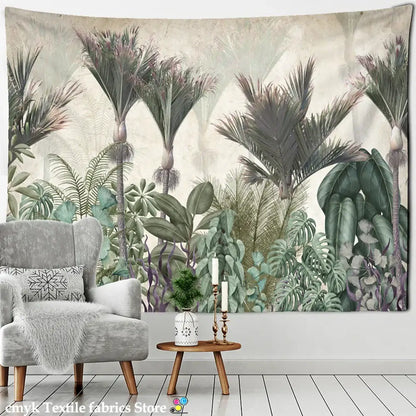 Tropical banana tree tapestry wall hanging for bedroom decor