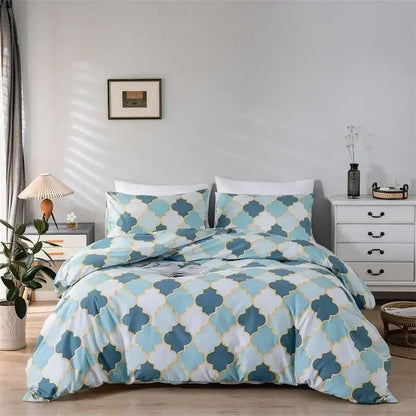 Tropical gold & green palm duvet set bedroom bedding solution