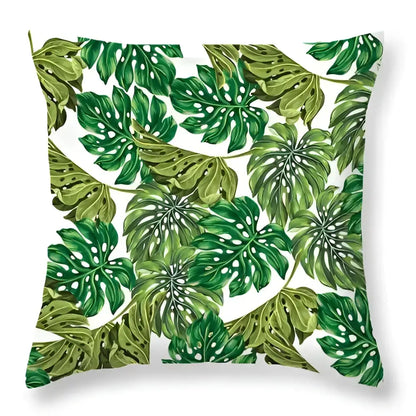 Tropical green leaves decorative cushion cover living room home decor