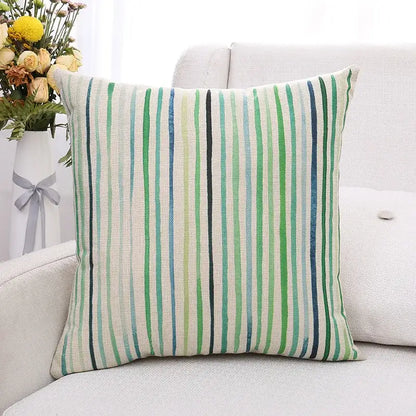 Tropical green plant leaves linen cushion cover living room pillow