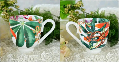 Tropical green & yellow leaf collection porcelain tea set dining room