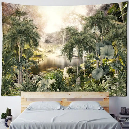 Tropical king palm landscape plant tapestry living room wall hanging
