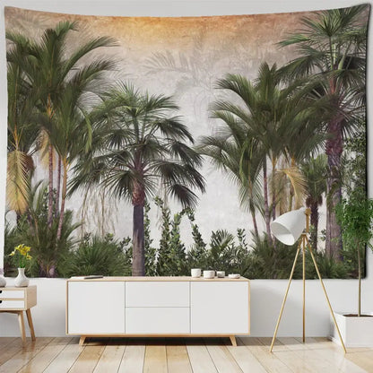 Tropical king palm landscape plant tapestry living room wall hanging