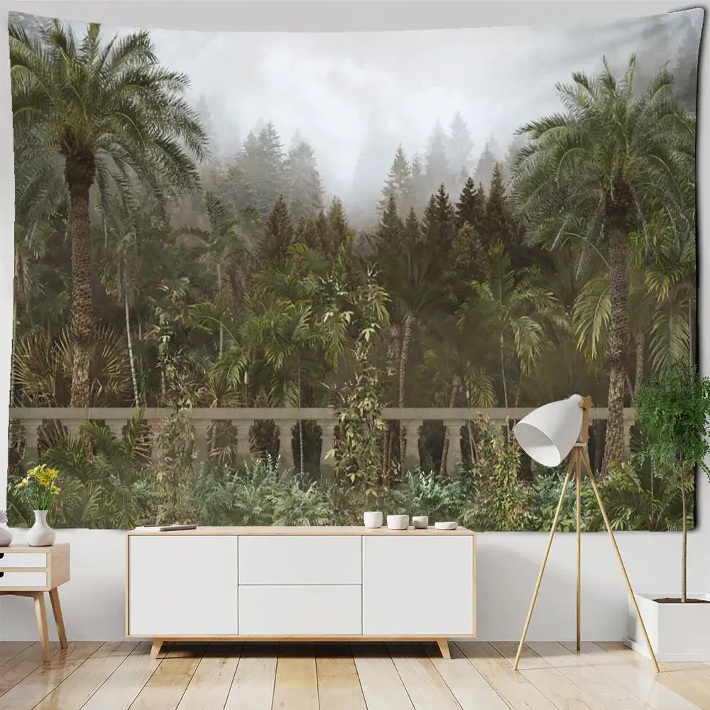 Tropical king palm landscape plant tapestry living room wall hanging