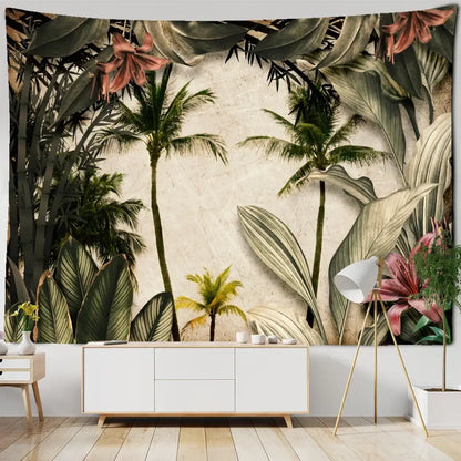Tropical king palm landscape plant tapestry living room wall hanging