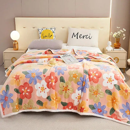 Tropical leaf light blue cozy flannel blanket bedroom throw