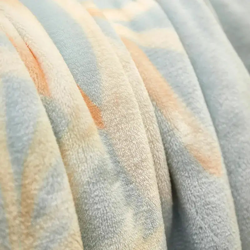 Tropical leaf light blue cozy flannel blanket bedroom throw