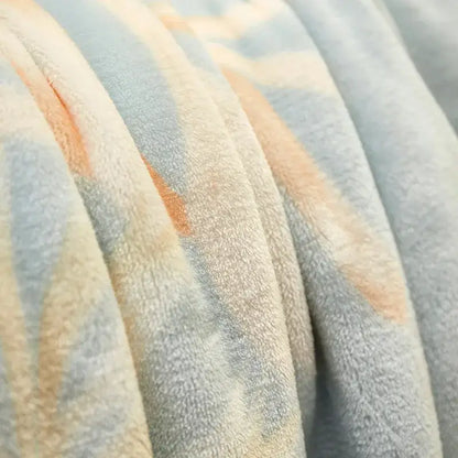 Tropical leaf light blue cozy flannel blanket bedroom throw