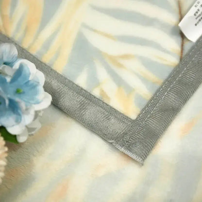 Tropical leaf light blue cozy flannel blanket bedroom throw