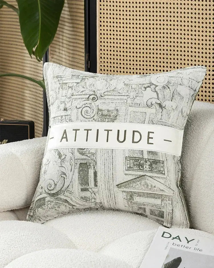 Tropical olive & cream embroidered patchwork cushion cover living room