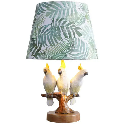 Tropical parrot desk lamp white bird night light for children room
