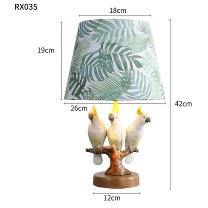 Tropical parrot desk lamp white bird night light for children room