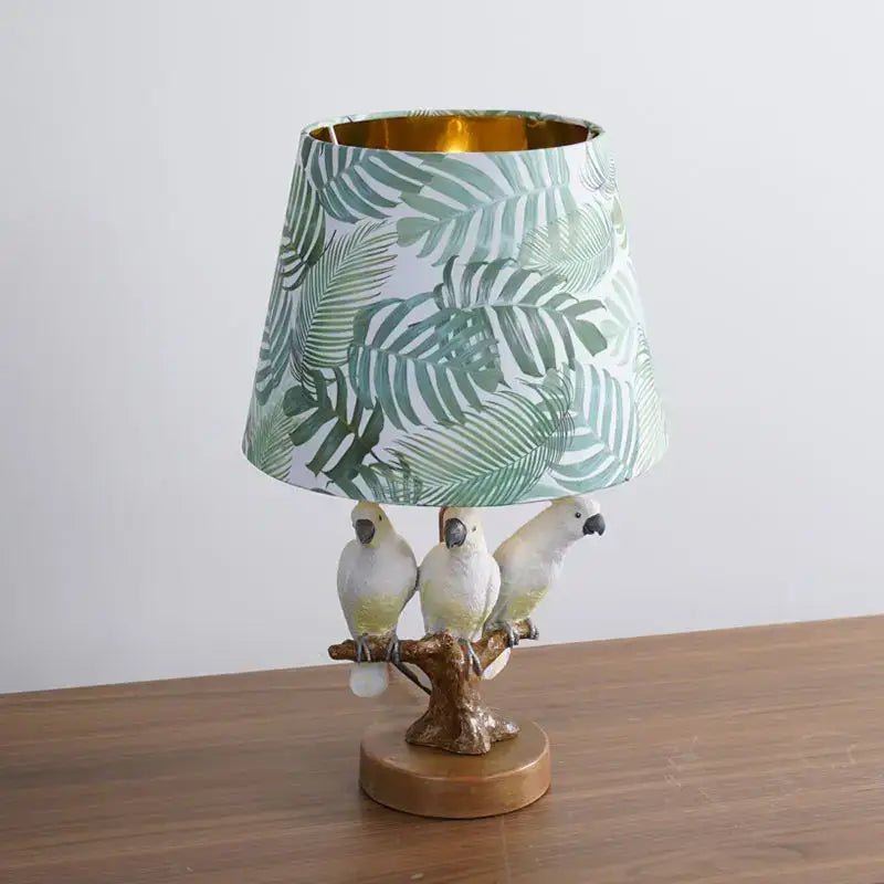 Tropical parrot desk lamp white bird night light for children room