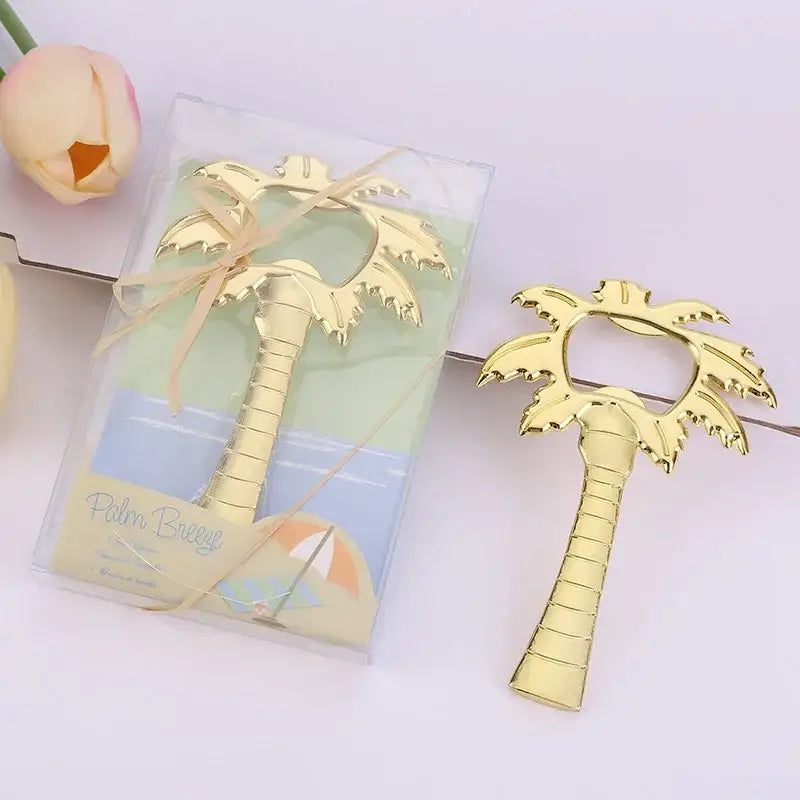 Tropical silver & gold coconut tree bottle opener kitchen tool