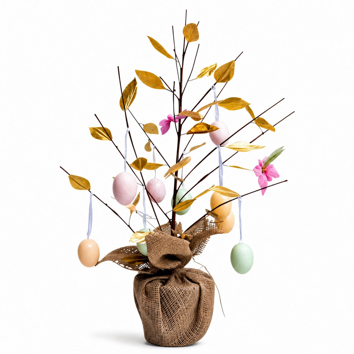 Easter Egg Branch Tree Centerpiece Tabletop Decoration with Butterflies 24 Inches Tall