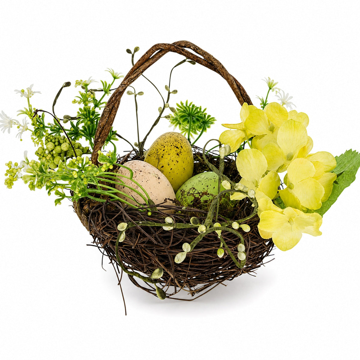 Set of 3 Easter Baskets with Eggs and Spring Flowers