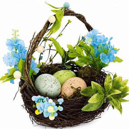 Set of 3 Easter Baskets with Eggs and Spring Flowers