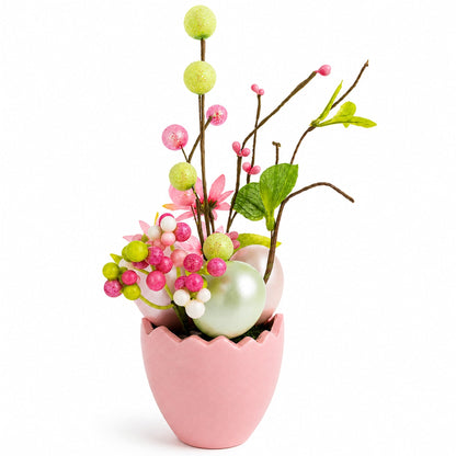 Set of 4 Colorful Spring Flowers with Easter Eggs 7 Inches
