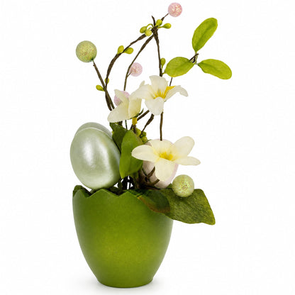Set of 4 Colorful Spring Flowers with Easter Eggs 7 Inches