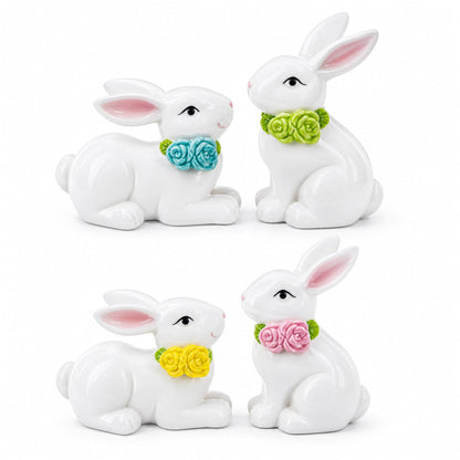 Set of 4 Porcelain Easter Bunnies 4 Inches