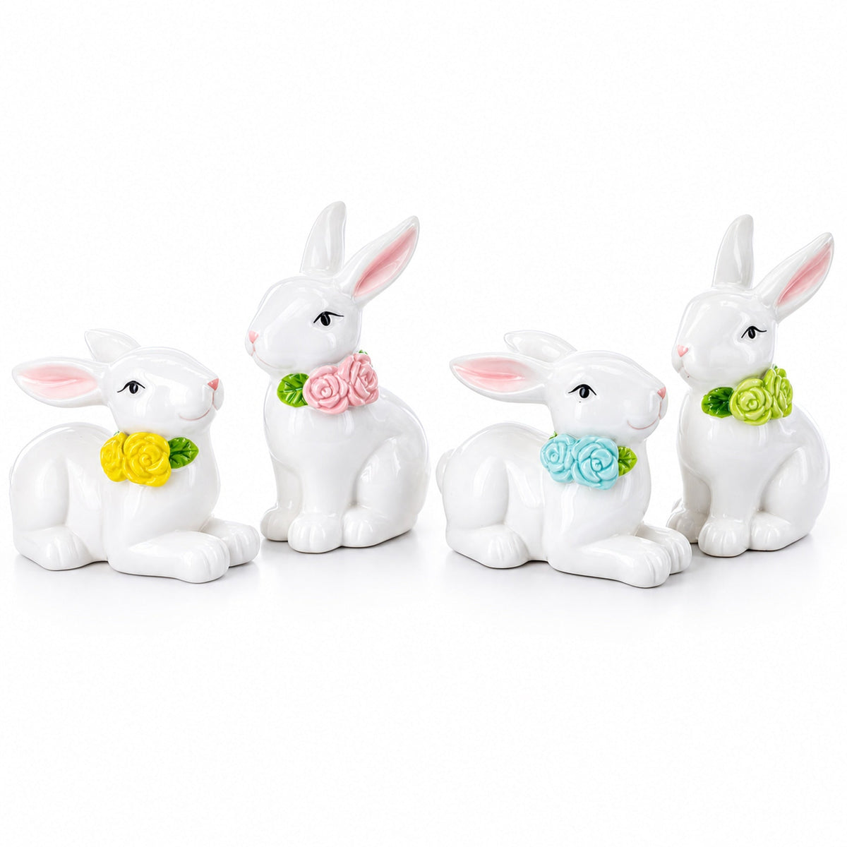 Set of 4 Porcelain Easter Bunnies 4 Inches