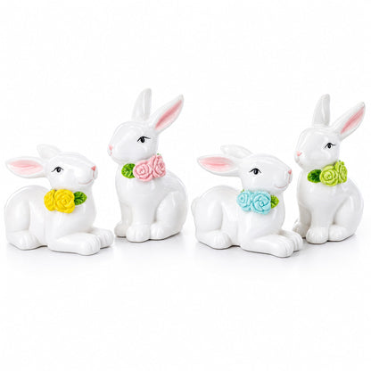 Set of 4 Porcelain Easter Bunnies 4 Inches