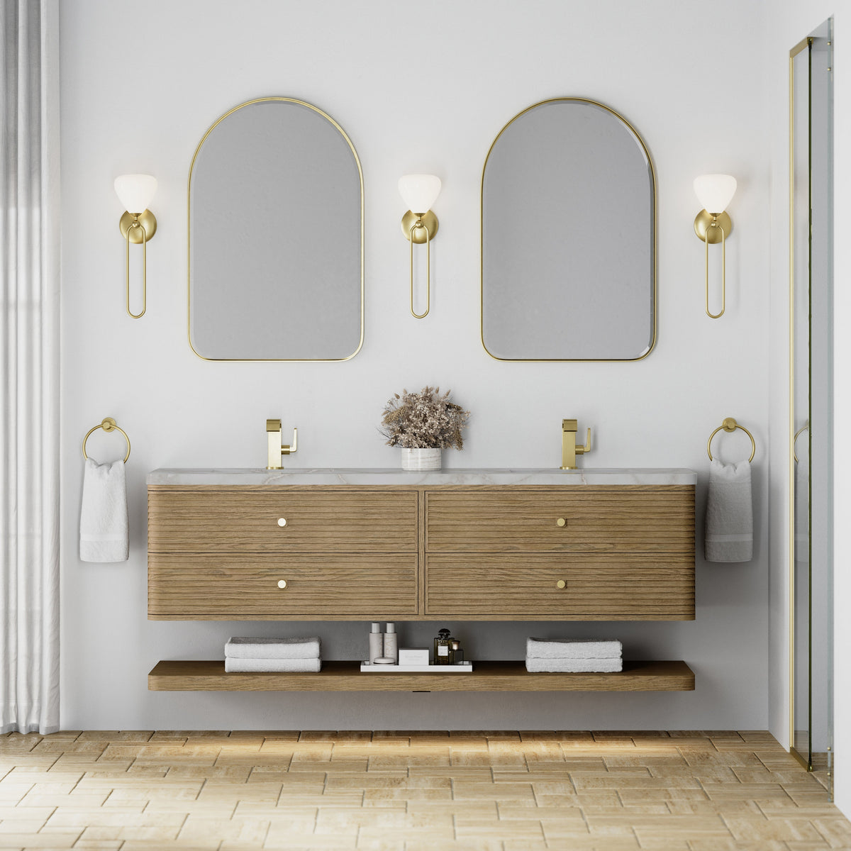 James Martin Allamari 72" Floating Double Bathroom Vanity, Dune Mist