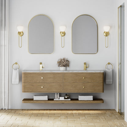 James Martin Allamari 72" Floating Double Bathroom Vanity, Dune Mist
