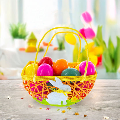 Set of 2 Easter Bunny Egg Hunt Baskets With Floral Accent 6 Inches Tall