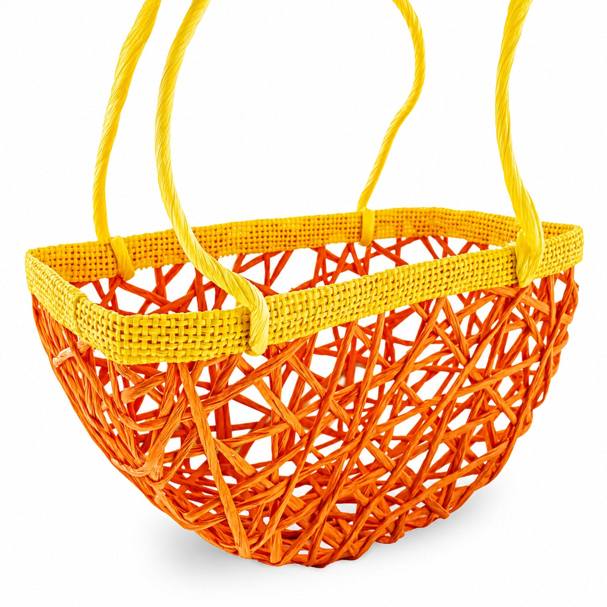 Set of 2 Easter Bunny Egg Hunt Baskets With Floral Accent 6 Inches Tall
