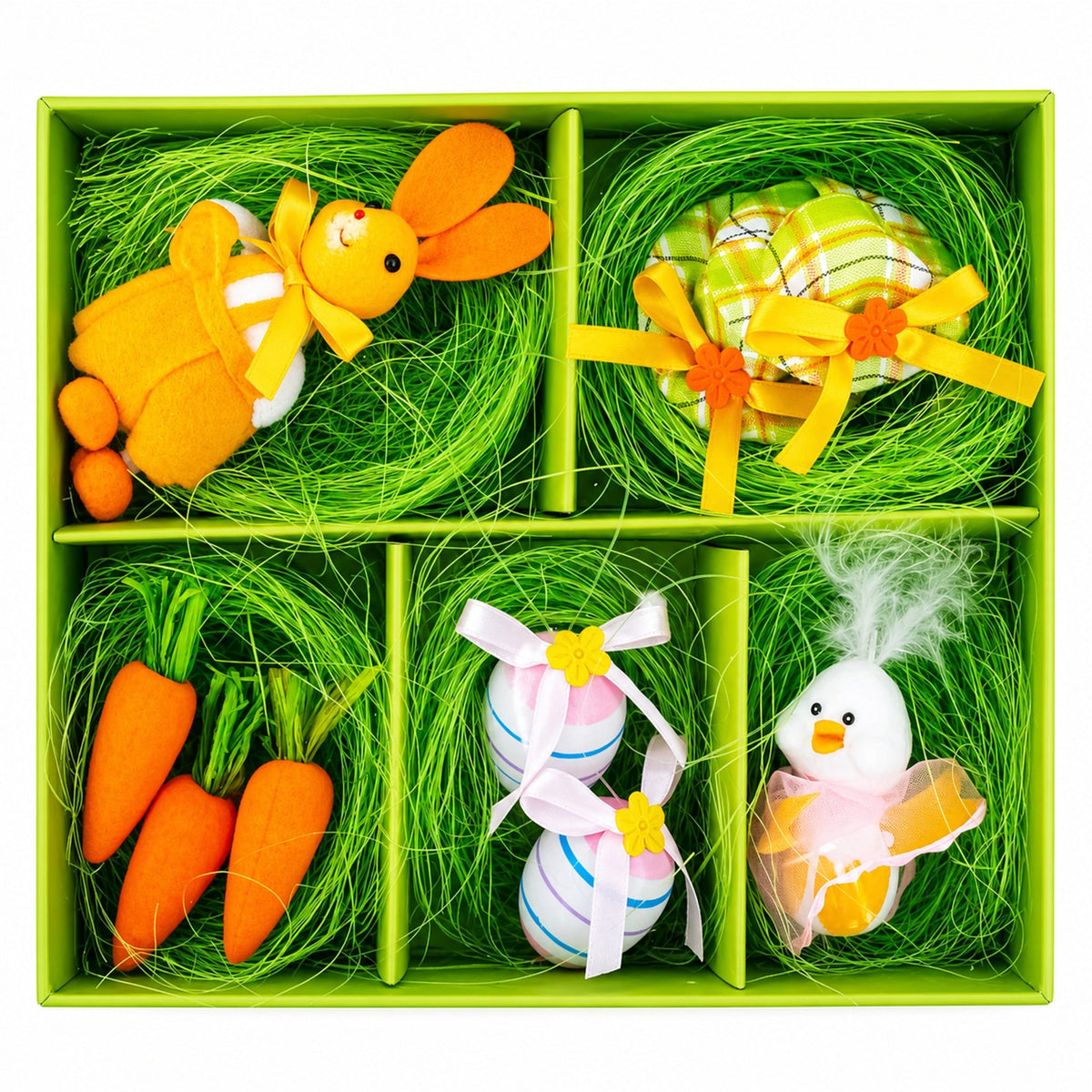 Set of 9 Easter Egg Hunt Toys With Bunny Hats and Ornaments 4 Inches Tall