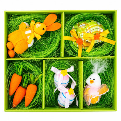 Set of 9 Easter Egg Hunt Toys With Bunny Hats and Ornaments 4 Inches Tall