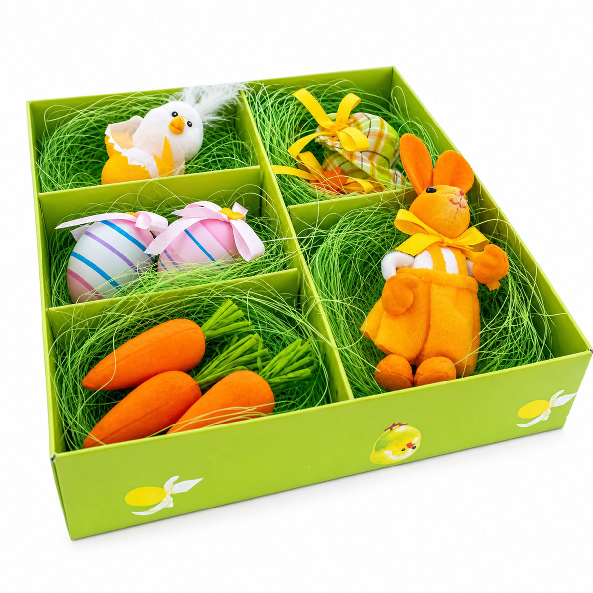 Set of 9 Easter Egg Hunt Toys With Bunny Hats and Ornaments 4 Inches Tall