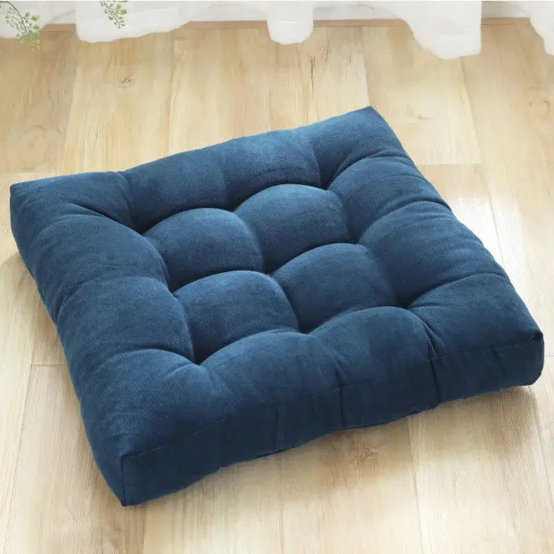 Tufted brown velvet corduroy floor seat cushion – living room pouf