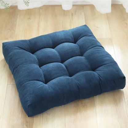 Tufted brown velvet corduroy floor seat cushion – living room pouf