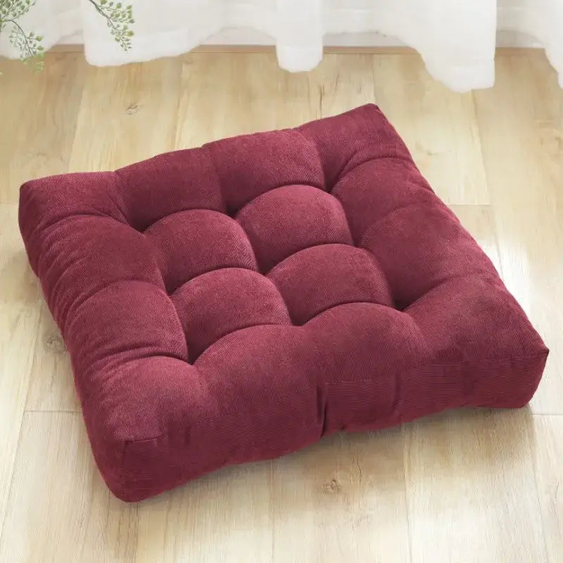 Tufted dark brown corduroy floor seat cushion living room yoga mat