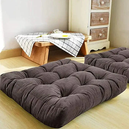 Tufted dark brown corduroy floor seat cushion living room yoga mat
