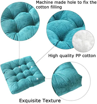 Tufted dark brown corduroy floor seat cushion living room yoga mat