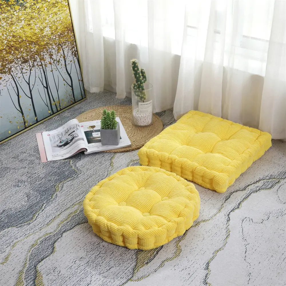 Tufted floor seat cushion living room corduroy chair pad