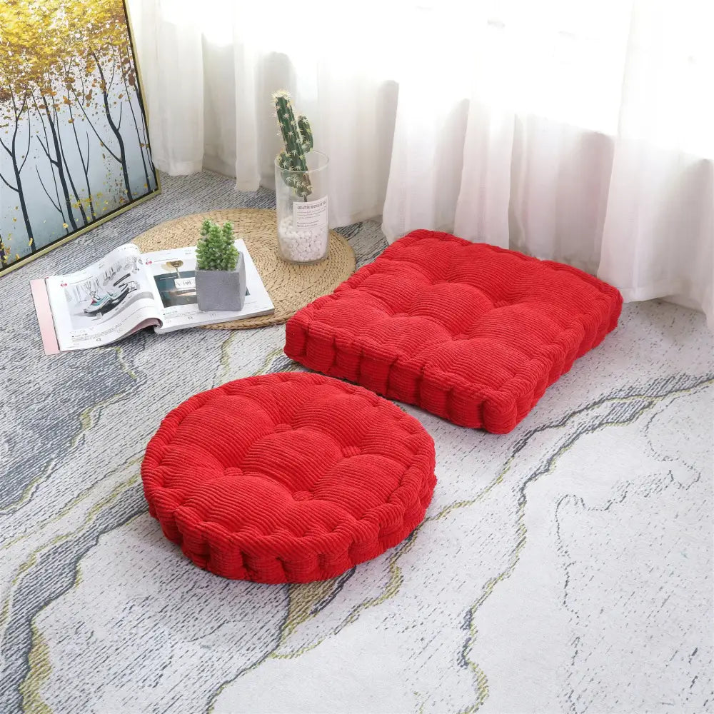 Tufted floor seat cushion living room corduroy chair pad