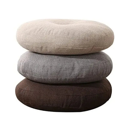 Tufted grey linen floor pillow seating cushion living room pouf