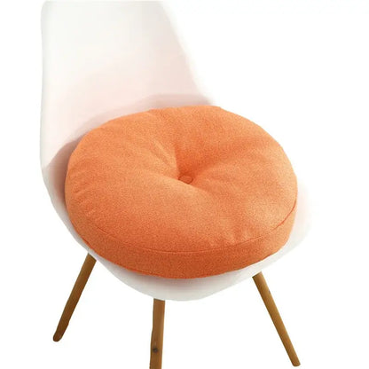 Tufted grey linen floor pillow seating cushion living room pouf