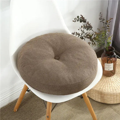 Tufted grey linen floor pillow seating cushion living room pouf