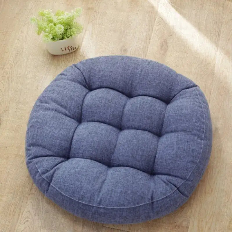 Tufted pink & light blue kids round floor cushions bedroom seating