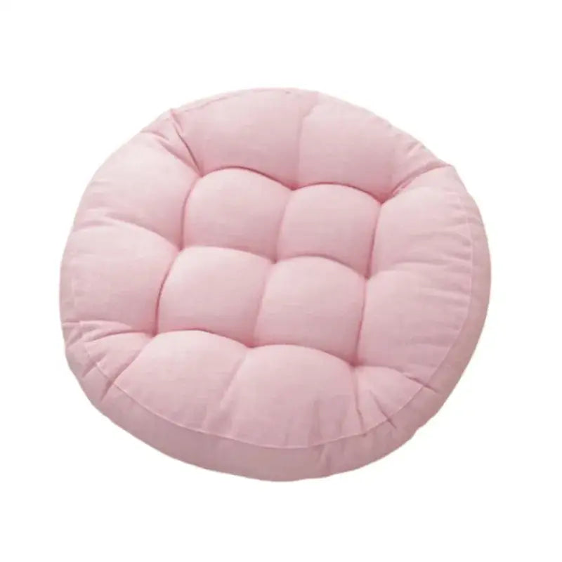 Tufted pink & light blue kids round floor cushions bedroom seating