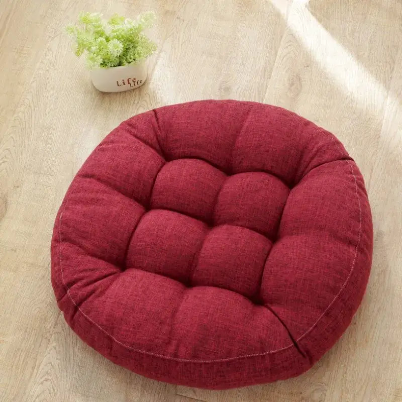 Tufted pink & light blue kids round floor cushions bedroom seating