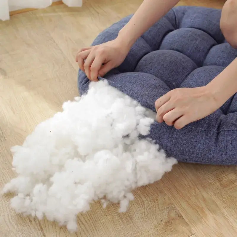 Tufted pink & light blue kids round floor cushions bedroom seating