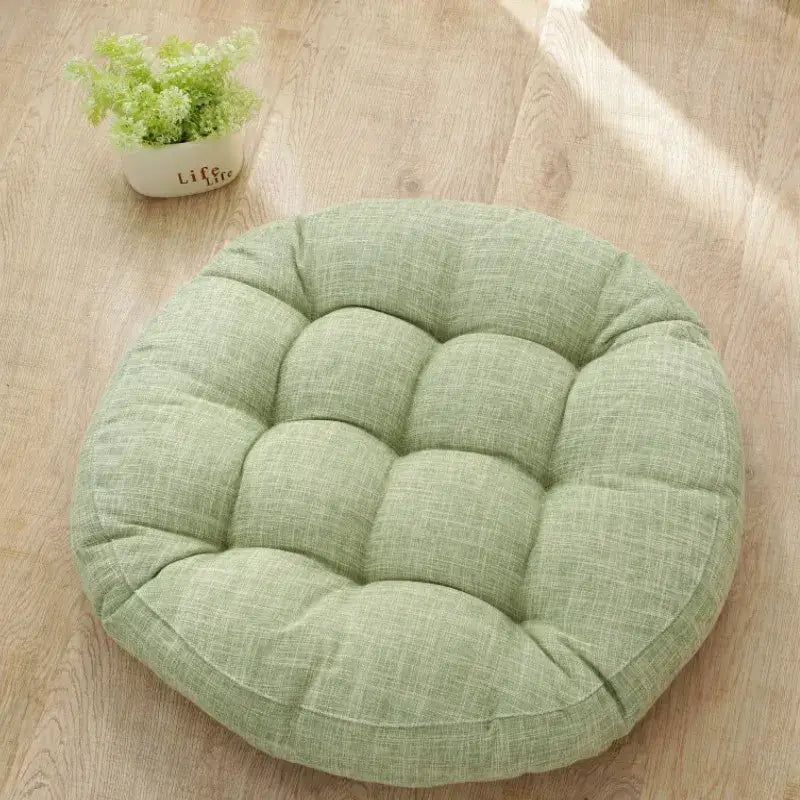 Tufted pink & light blue kids round floor cushions bedroom seating